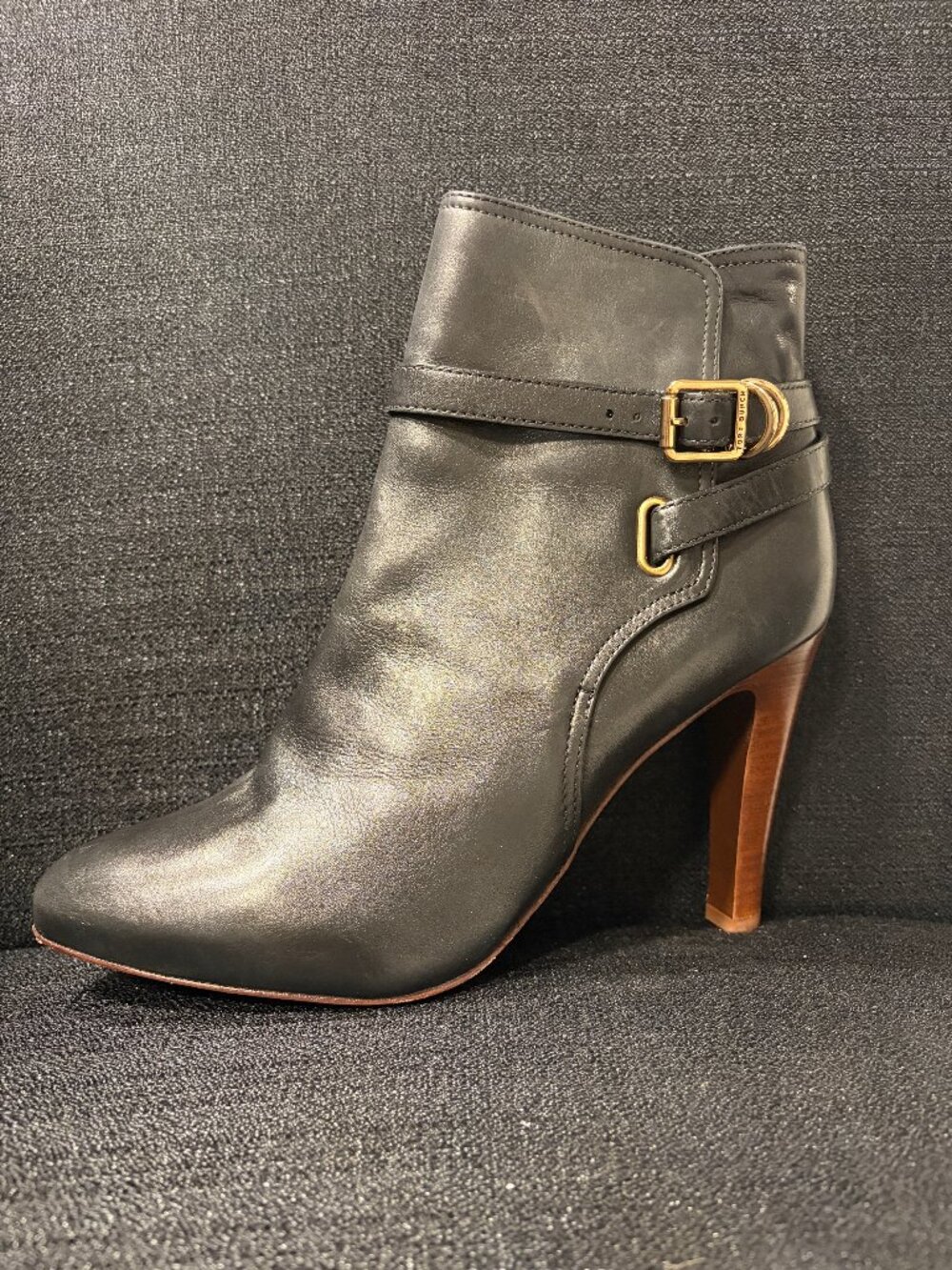 Tory Burch Black Leather Buckle Ankle Boots - Heel Size: 9.5